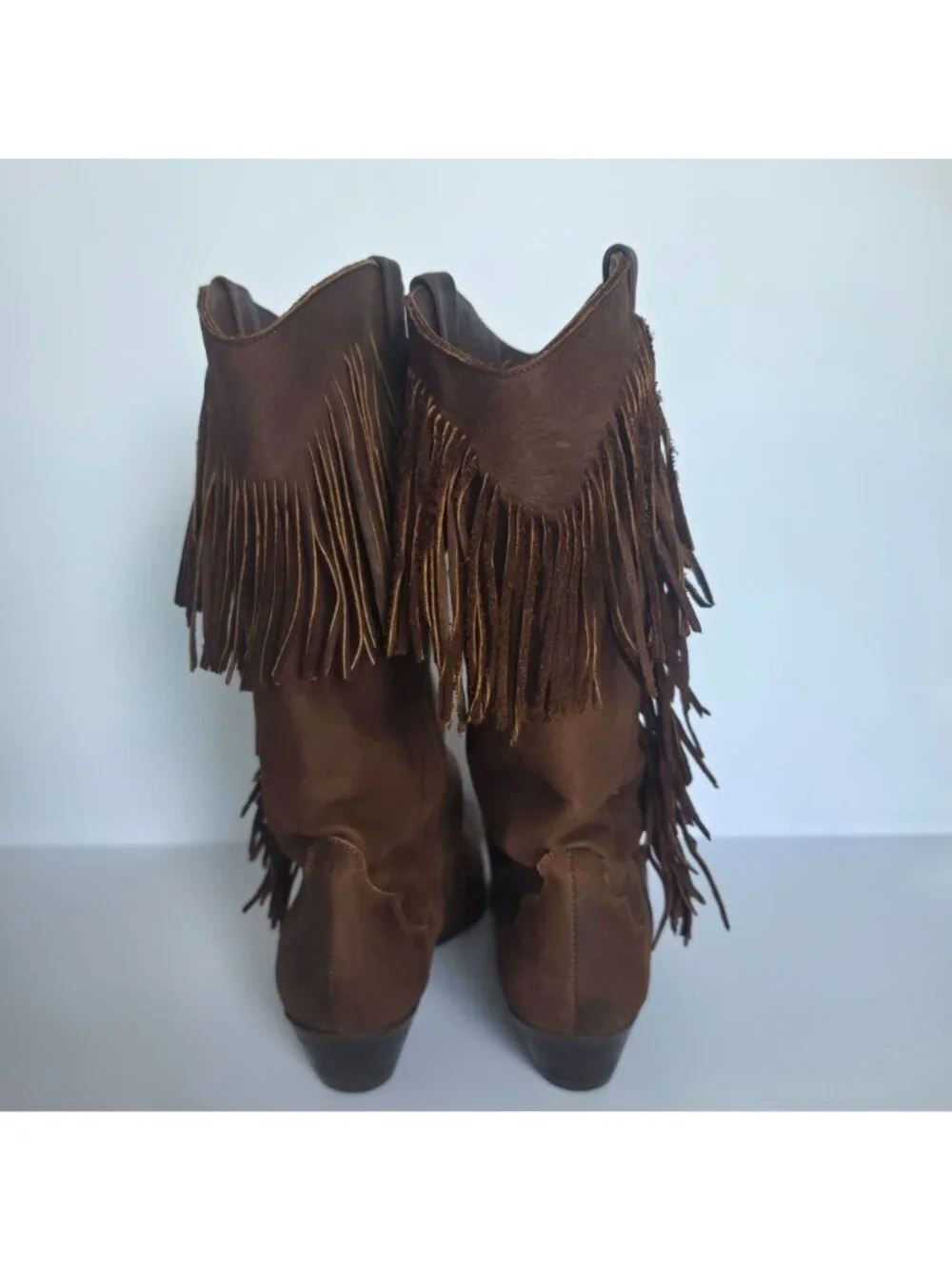 Dingo Brown Festival Leather Fringe Western Cowboy Boot Made in Mexico Womens 10